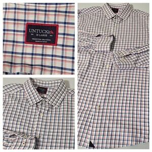 UNTUCKIT Mens X-Large Plaid Button Down Shirt Cotton Lyocell Long Sleeve